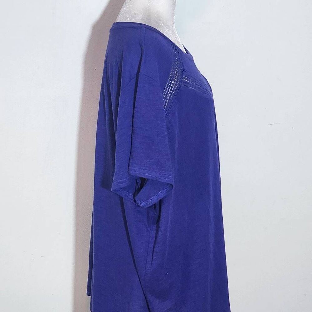 Liz Claiborne Purple T-Shirt with Crochet Lace Detail NWT Size 2X Plus Size Tee - Picture 5 of 11